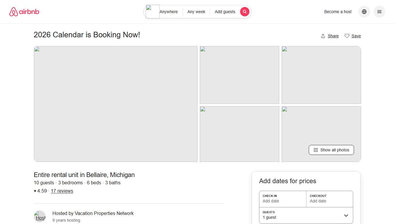 2026 Calendar is Booking Now! - Apartments for Rent in Bellaire, Michigan, United States - Airbnb